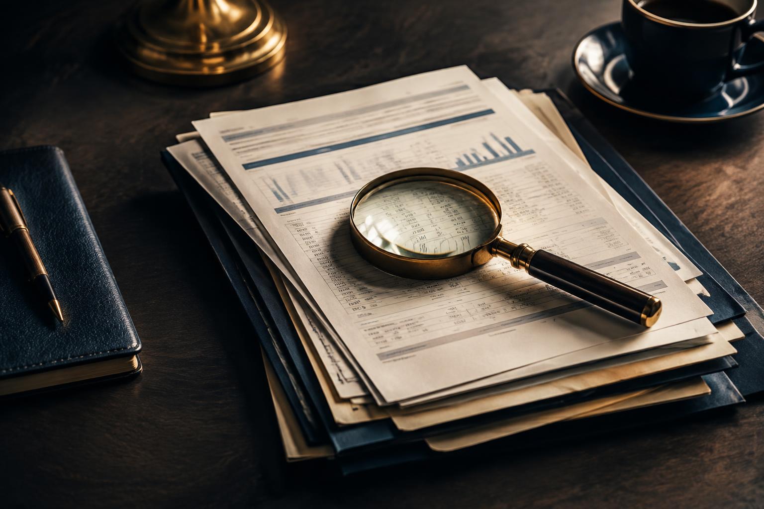 Financial statements arranged for a document review